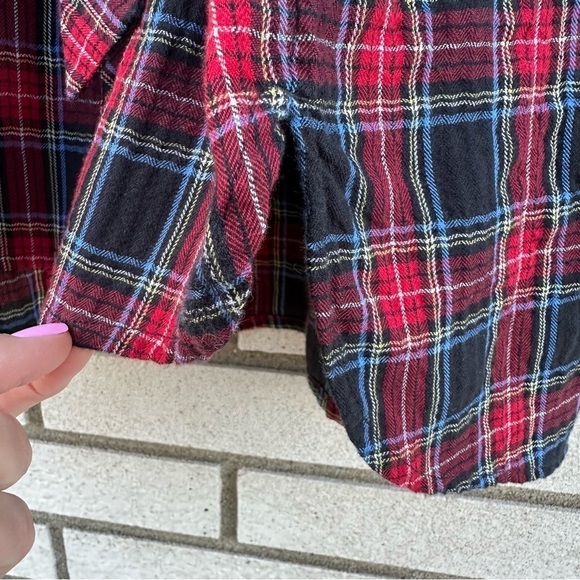 J. Jill Plaid Tie Front Button Up Shirt Red Black - Picture 12 of 12